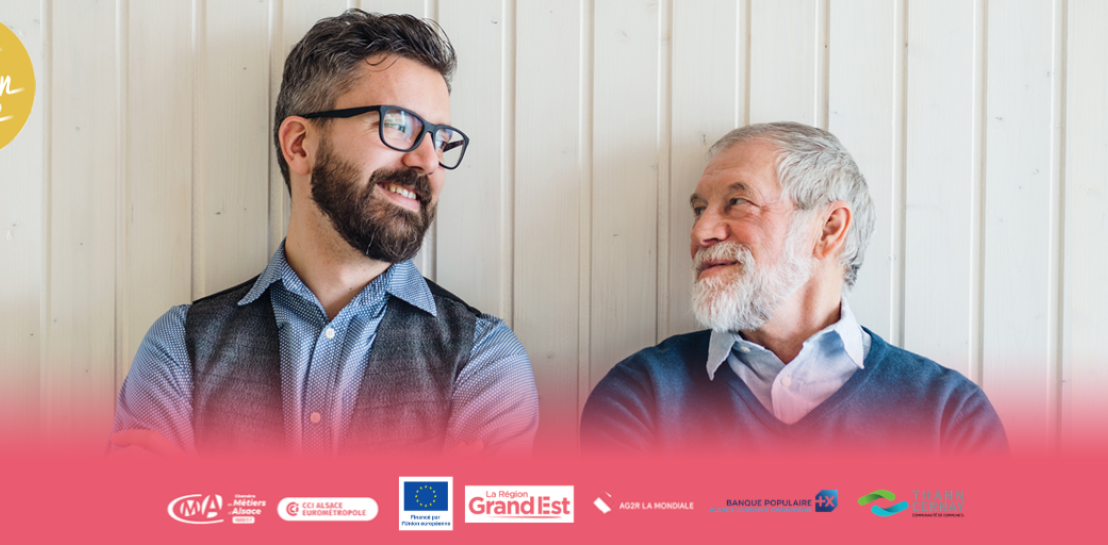 Photo de deux adultes, dont l’un est plus âgé, pour les Rencontres Transmission-Reprise
