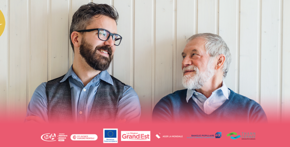 Photo de deux adultes, dont l’un est plus âgé, pour les Rencontres Transmission-Reprise