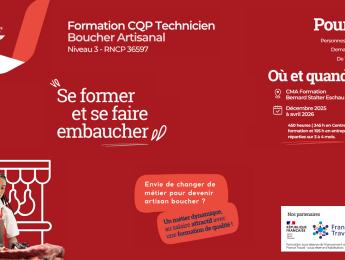 visuel pour la formation CQP Boucher de la Chambre de métiers d'Alsace