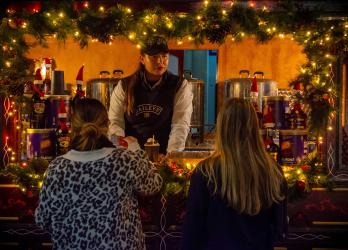 vendeuse sur un marché de noel