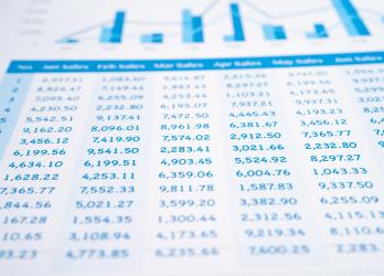Tableur Excel rempli de chiffres 