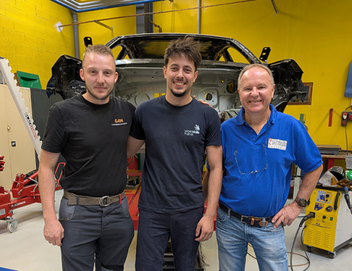 Photo d'Evan Wachbar avec Pascal Schilliger et Victor Martin