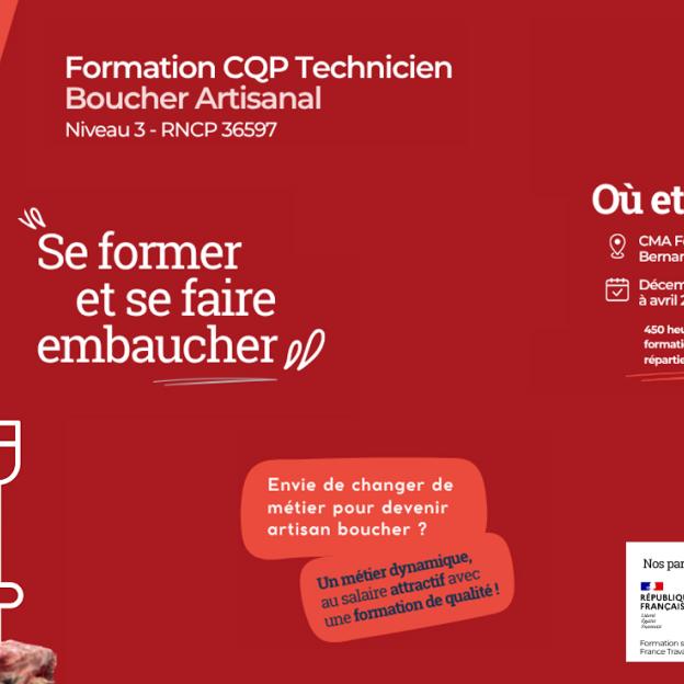 visuel pour la formation CQP Boucher de la Chambre de métiers d'Alsace