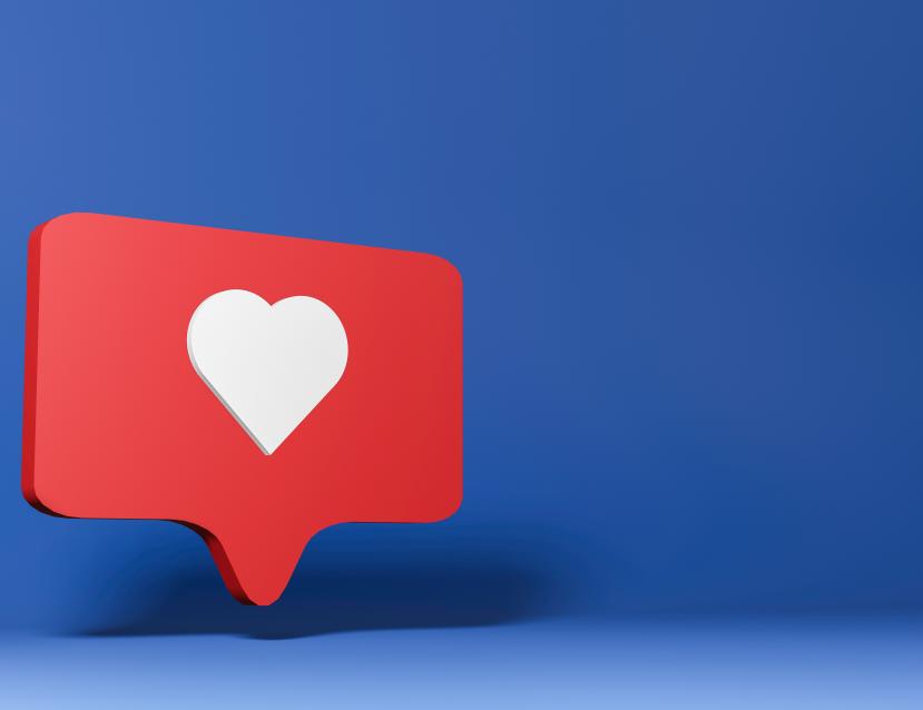 Logo "Like" Instagram sur un fond bleu