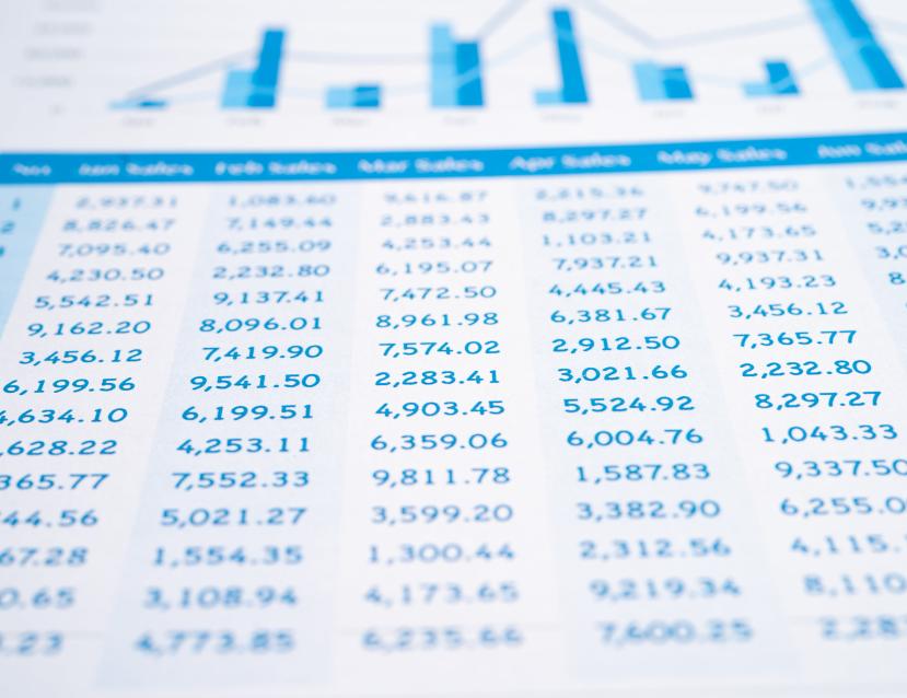 Tableur Excel rempli de chiffres