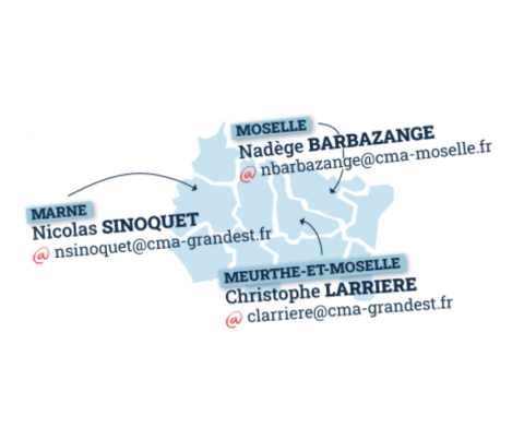 carte avec les coordonnées des contacts